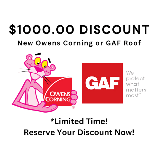 $1000.00 DISCOUNT on any New Owens Corning or GAF Roof Installation! and Get a Free 50 - Year Warranty! Add to Cart and Check Out Free to Reserve Today! - Sunlove Solar